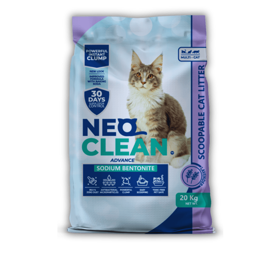 Imagen de una arena sanitaria marca NeoClean 20kg aroma lavanda