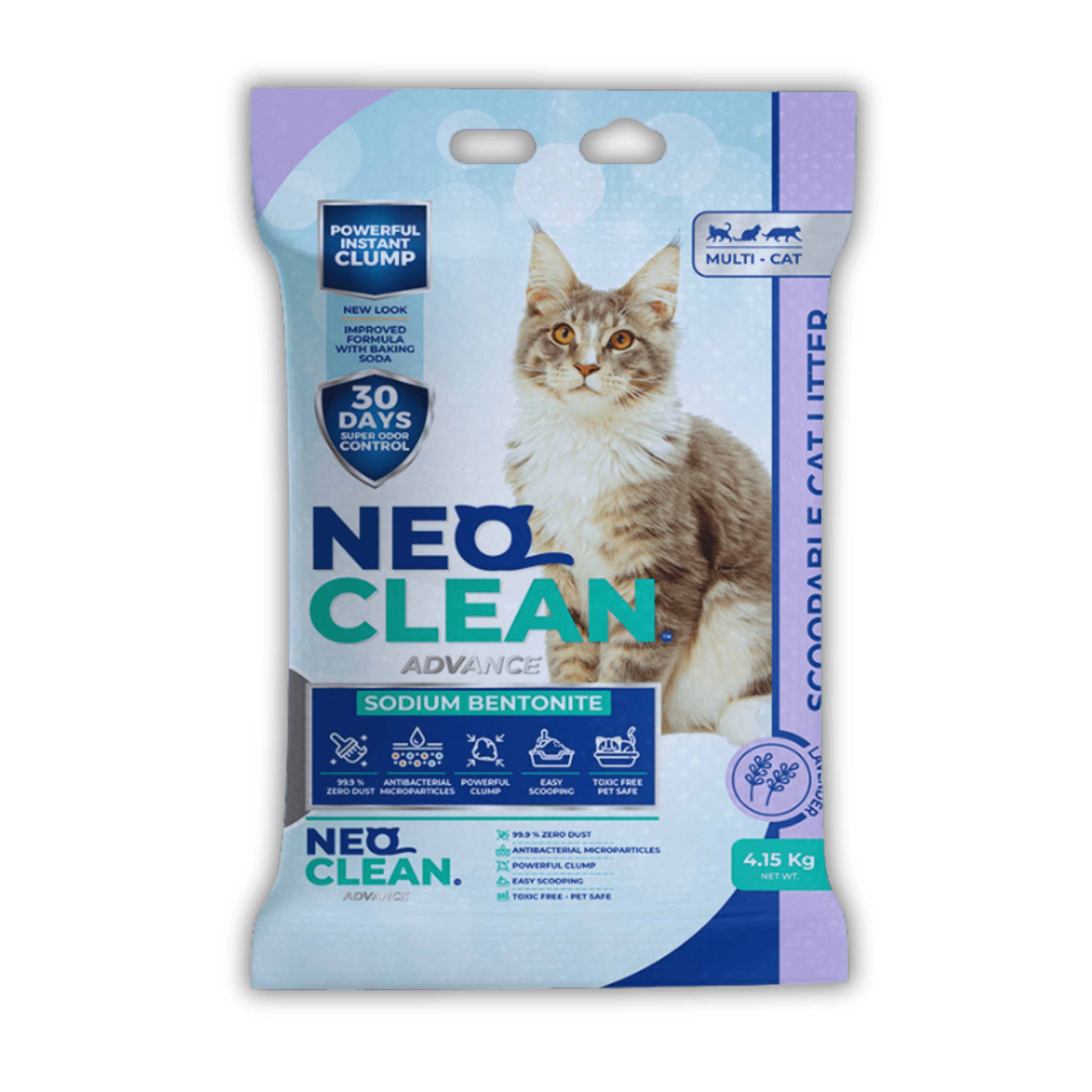 Imagen de una arena sanitaria marca NeoClean 4.15kg aroma lavanda