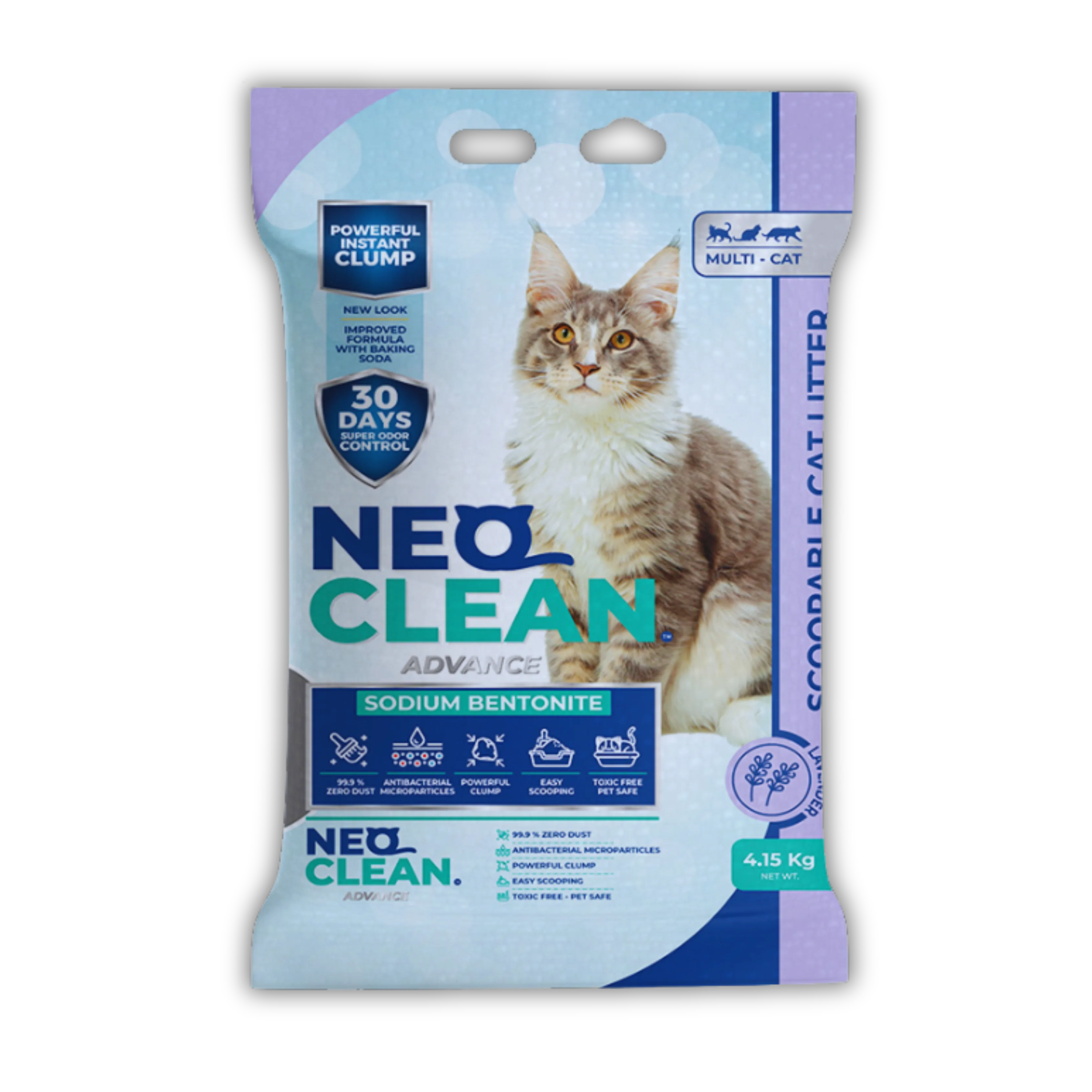 Imagen de una arena sanitaria marca NeoClean 4.15kg aroma lavanda